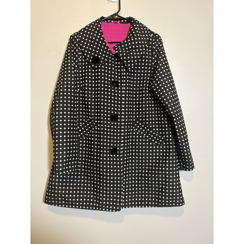 Mycra Pac One Raincoat Reversible Polka Dots Pink Retro Preppy Vtg S/M Couture